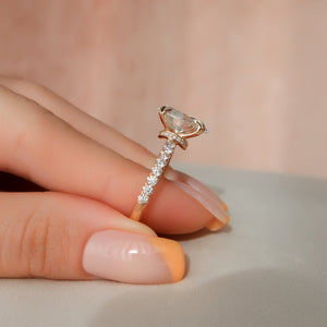 The Sofia Set  With A 3 Carat Oval 14K Rose Gold Moissanite