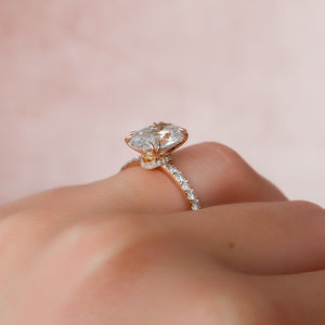 The Sofia Set  With A 3 Carat Oval 14K Rose Gold Moissanite