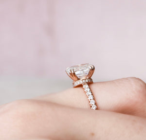 The Sofia Set  With A 3 Carat Oval 14K Rose Gold Moissanite
