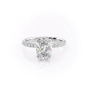 The Sofia Set  With A 2.5 Carat Oval 18K White Gold Moissanite