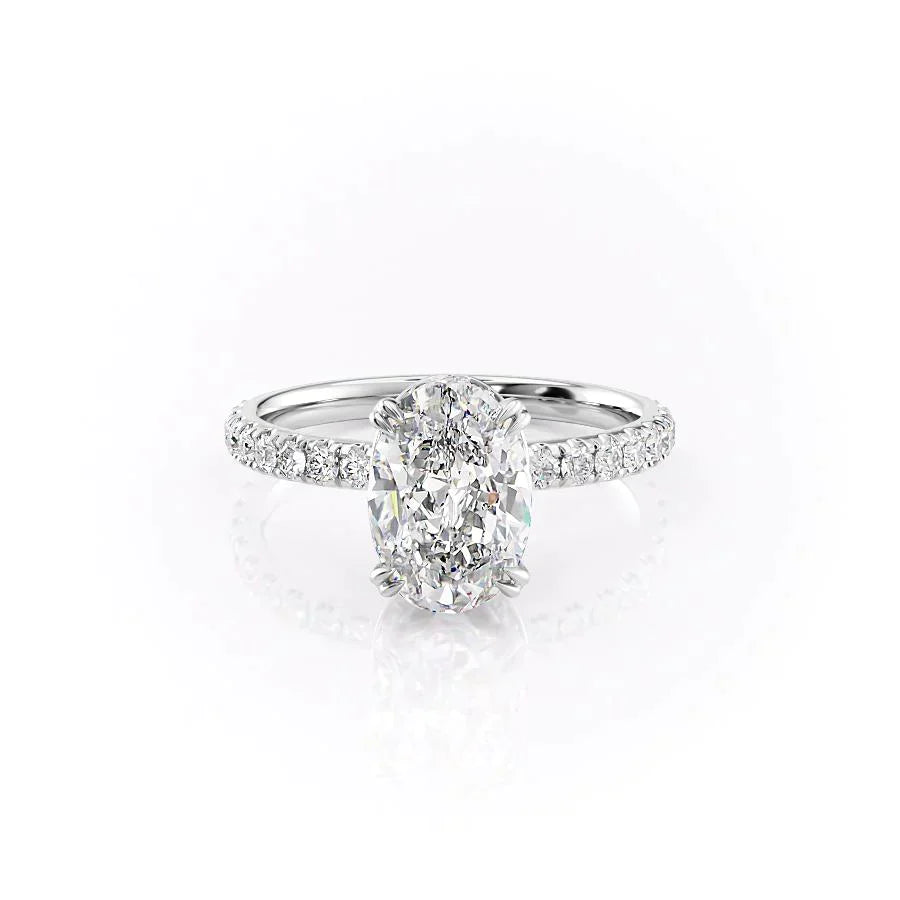 The Sofia Set  With A 3.5 Carat Oval 14K White Gold Moissanite
