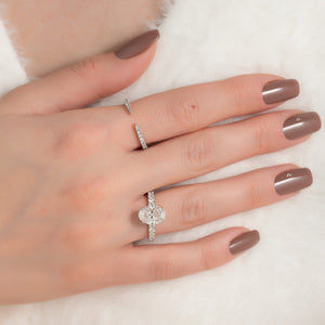 The Sofia Set  With A 3 Carat Oval 14K White Gold Moissanite