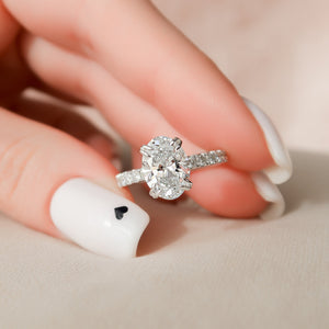 The Sofia Set  With A 3 Carat Oval 14K White Gold Moissanite