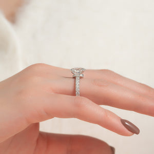 The Sofia Set  With A 3 Carat Oval 14K White Gold Moissanite