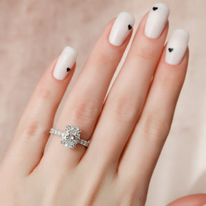 The Sofia Set  With A 3 Carat Oval 14K White Gold Moissanite
