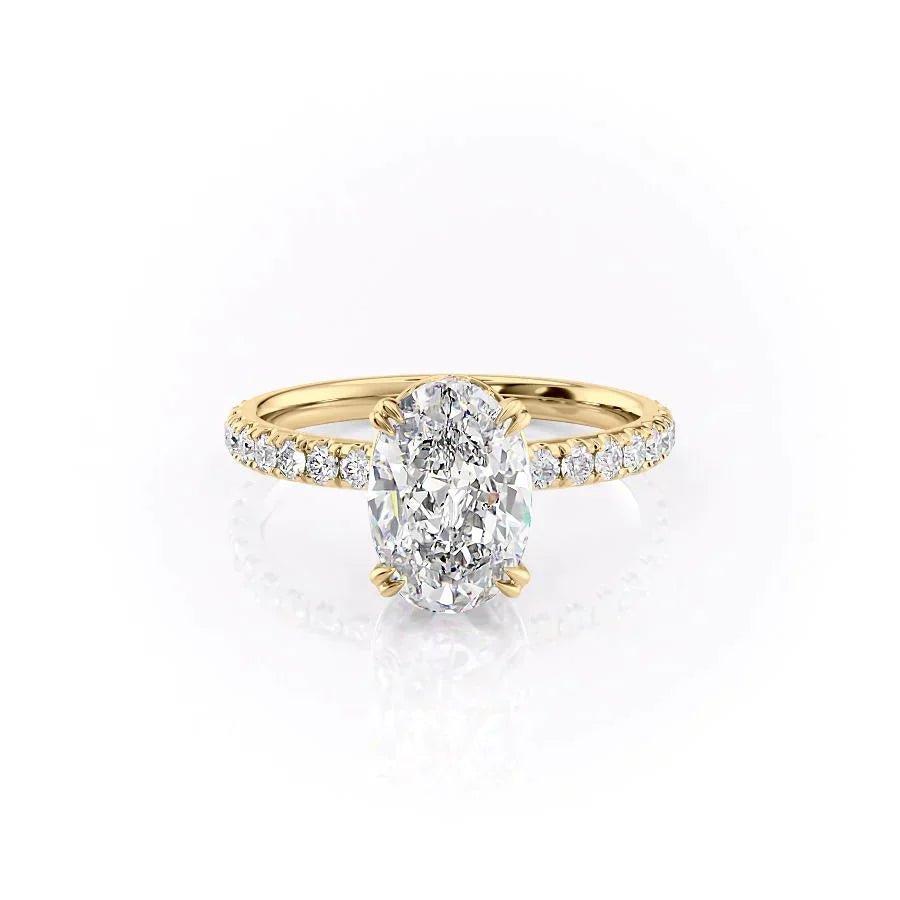 The Sofia Set  With A 2 Carat Oval 18K Yellow Gold Moissanite