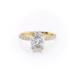 The Sofia Set  With A 2 Carat Oval 18K Yellow Gold Moissanite