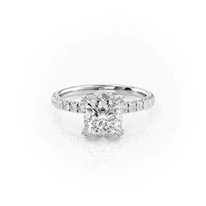 The Sofia Set  With A 2.5 Carat Princess 14K White Gold Moissanite