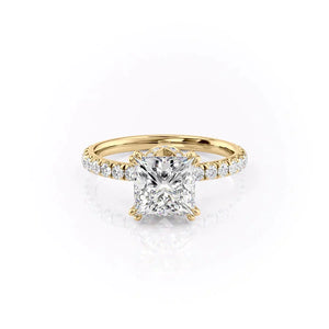 The Sofia Set  With A 5 Carat Princess 14K Yellow Gold Moissanite