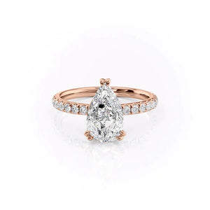 The Sofia Set  With A 5 Carat Pear 14K Rose Gold Moissanite