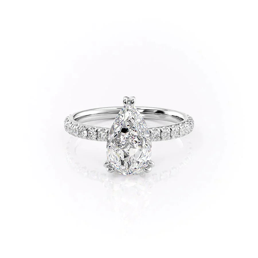 The Sofia Set  With A 5 Carat Pear 18K White Gold Moissanite