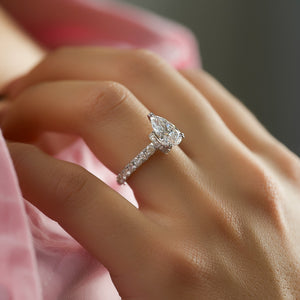 The Sofia Set With A 1 Carat Pear 18K White Gold Lab Diamond