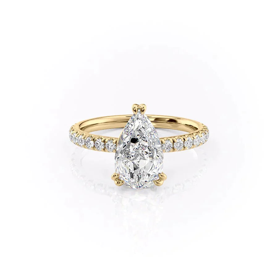 The Sofia Set  With A 2 Carat Pear 18K Yellow Gold Moissanite