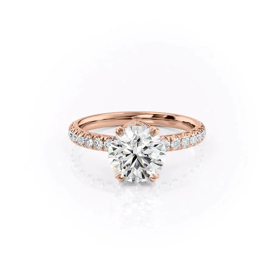 The Sofia Set With A 3 Carat Round 14K Rose Gold Lab Diamond