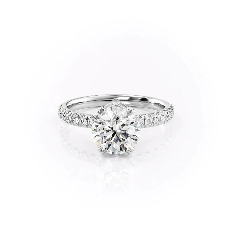 The Sofia Set  With A 4 Carat Round 14K White Gold Moissanite