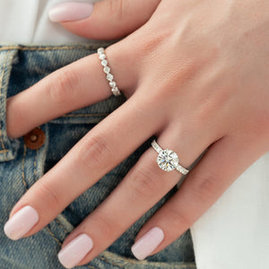 The Sofia Set  With A 3 Carat Round 14K White Gold Moissanite