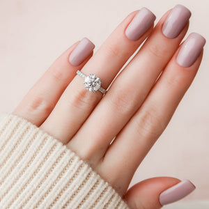 The Sofia Set  With A 3 Carat Round 14K White Gold Moissanite