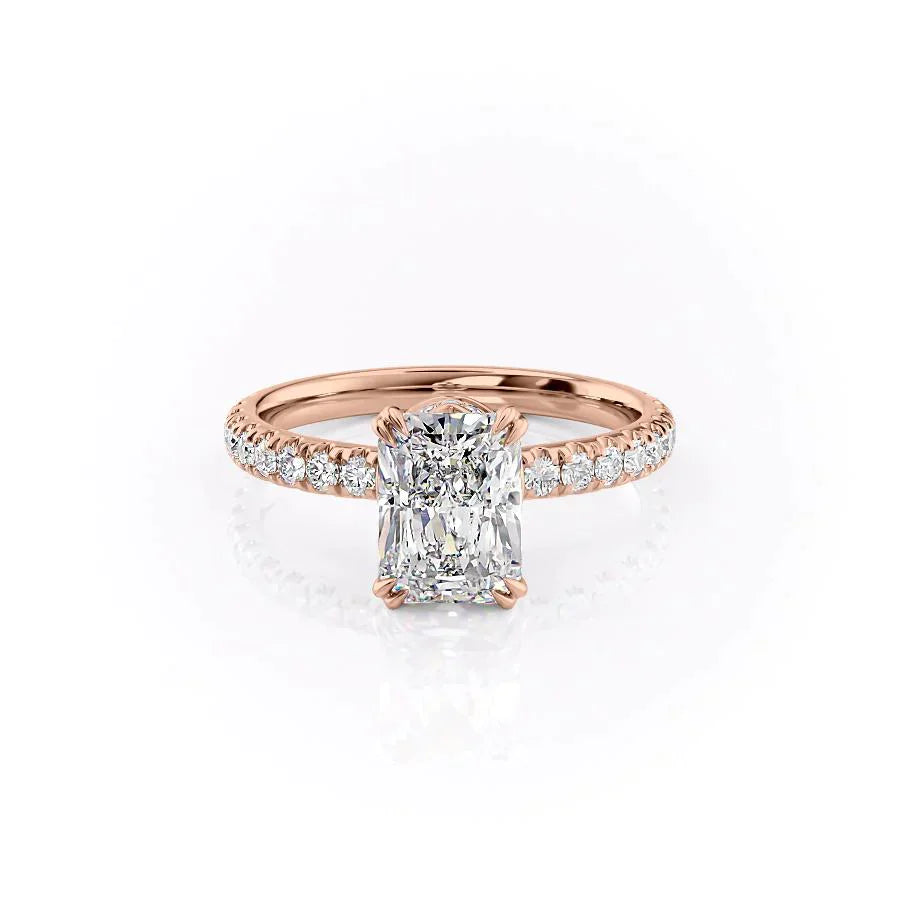 The Sofia Set  With A 2 Carat Radiant 14K Rose Gold Moissanite