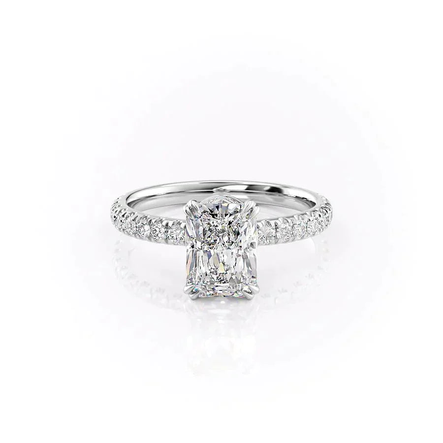 The Sofia Set  With A 1.5 Carat Radiant 14K White Gold Moissanite