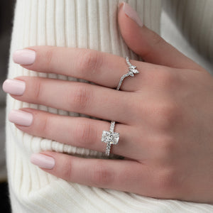The Sofia Set  With A 5 Carat Radiant 18K White Gold Moissanite