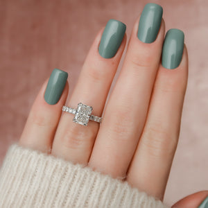The Sofia Set  With A 5 Carat Radiant 18K White Gold Moissanite
