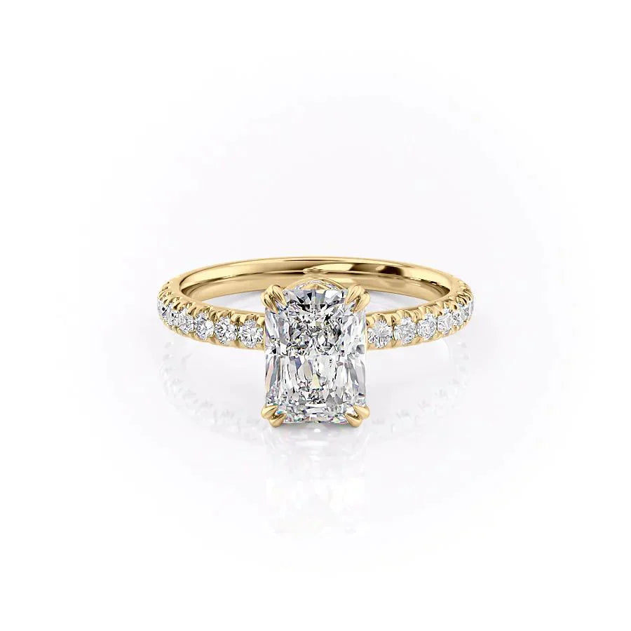 The Sofia Set With A 1.5 Carat Radiant 18K Yellow Gold Lab Diamond