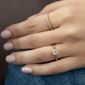 The Kamellie Set With A 1 Carat Cushion 14K Rose Gold Lab Diamond