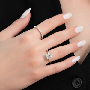 The Kamellie Set  With A 1.5 Carat Cushion 14K White Gold Moissanite