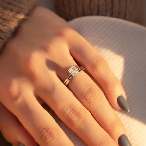 The Kamellie Set  With A 1.5 Carat Cushion 14K White Gold Moissanite