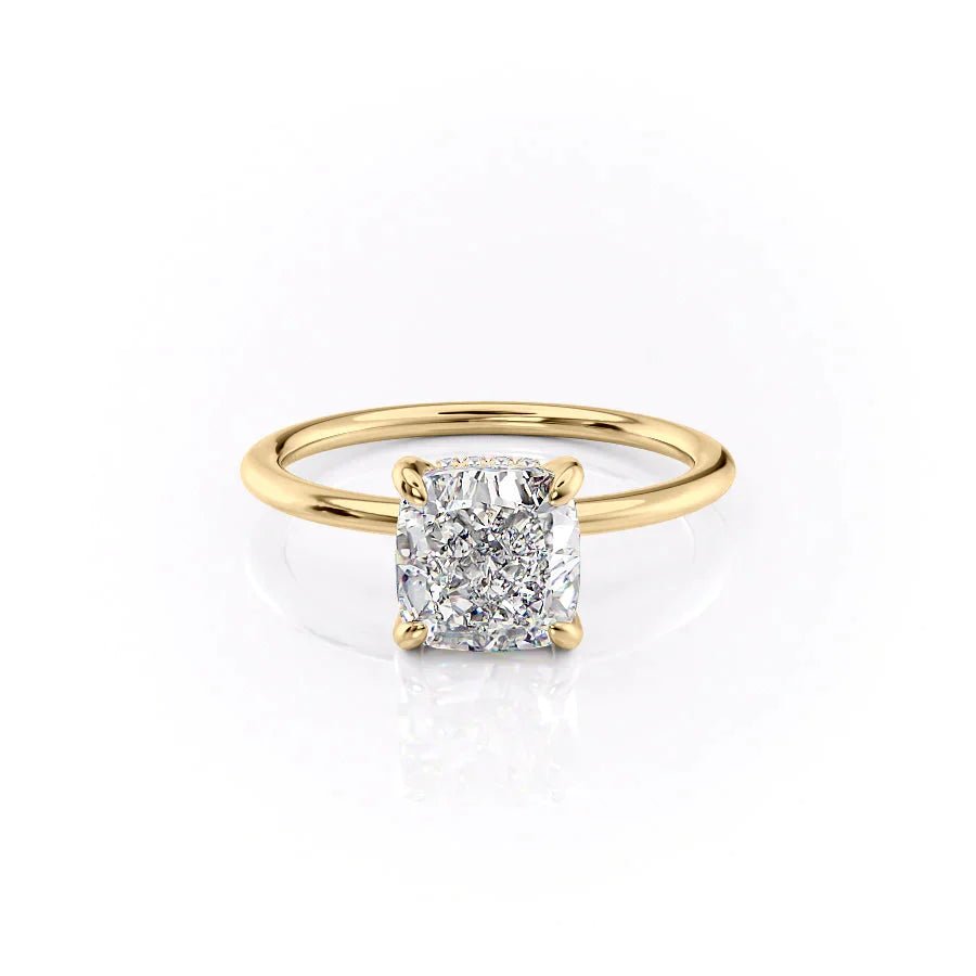 The Kamellie Set With A 1 Carat Cushion 14K Yellow Gold Lab Diamond