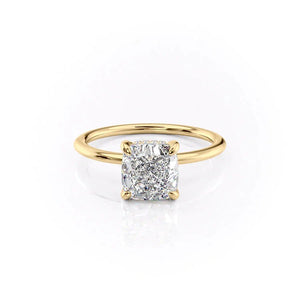 The Kamellie Set With A 1 Carat Cushion 14K Yellow Gold Lab Diamond