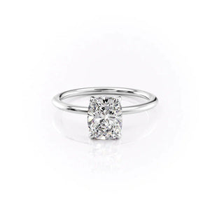 The Kamellie Set With A 1 Carat E. Cushion 18K White Gold Lab Diamond