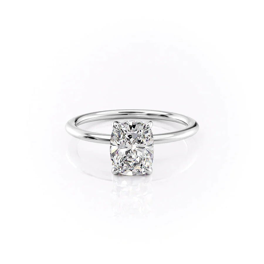 The Kamellie Set With A 1 Carat E. Cushion 14K White Gold Lab Diamond