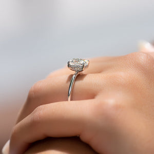 The Kamellie Set With A 1 Carat E. Cushion 14K White Gold Lab Diamond