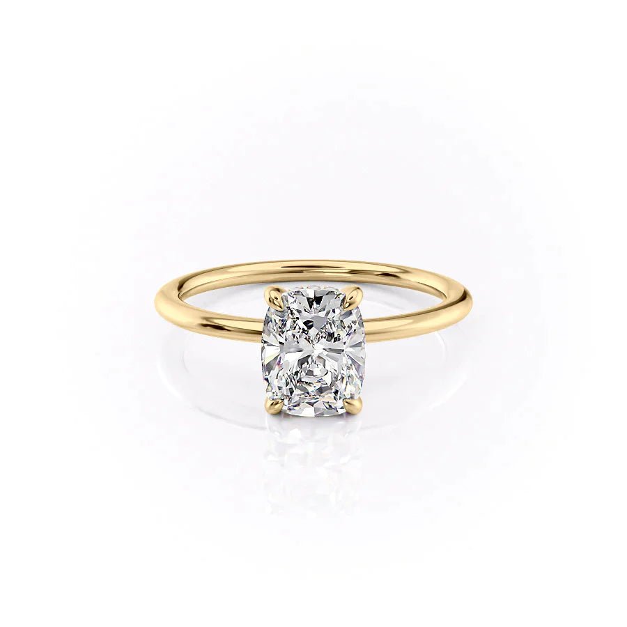 The Kamellie Set With A 1 Carat E. Cushion 14K Yellow Gold Lab Diamond