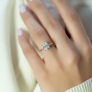 The Kamellie Set With A 1.5 Carat E. Cushion 14K Yellow Gold Lab Diamond