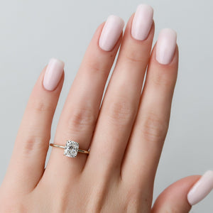 The Kamellie Set With A 1 Carat E. Cushion 14K Yellow Gold Lab Diamond