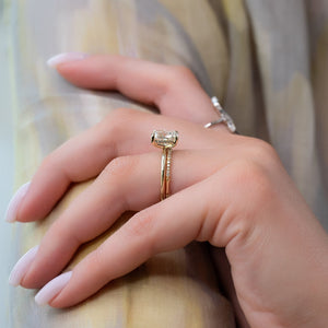 The Kamellie Set With A 2 Carat E. Cushion 14K Yellow Gold Lab Diamond