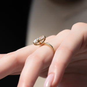 The Kamellie Set With A 1 Carat E. Cushion 14K Yellow Gold Lab Diamond
