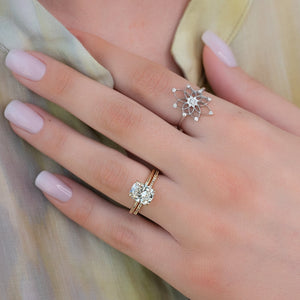 The Kamellie Set With A 1 Carat E. Cushion 14K Yellow Gold Lab Diamond