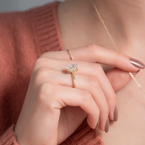 The Kamellie Set With A 1 Carat E. Cushion 14K Yellow Gold Lab Diamond