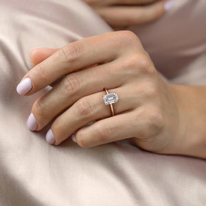 The Kamellie Set With A 1 Carat Emerald 14K Rose Gold Lab Diamond