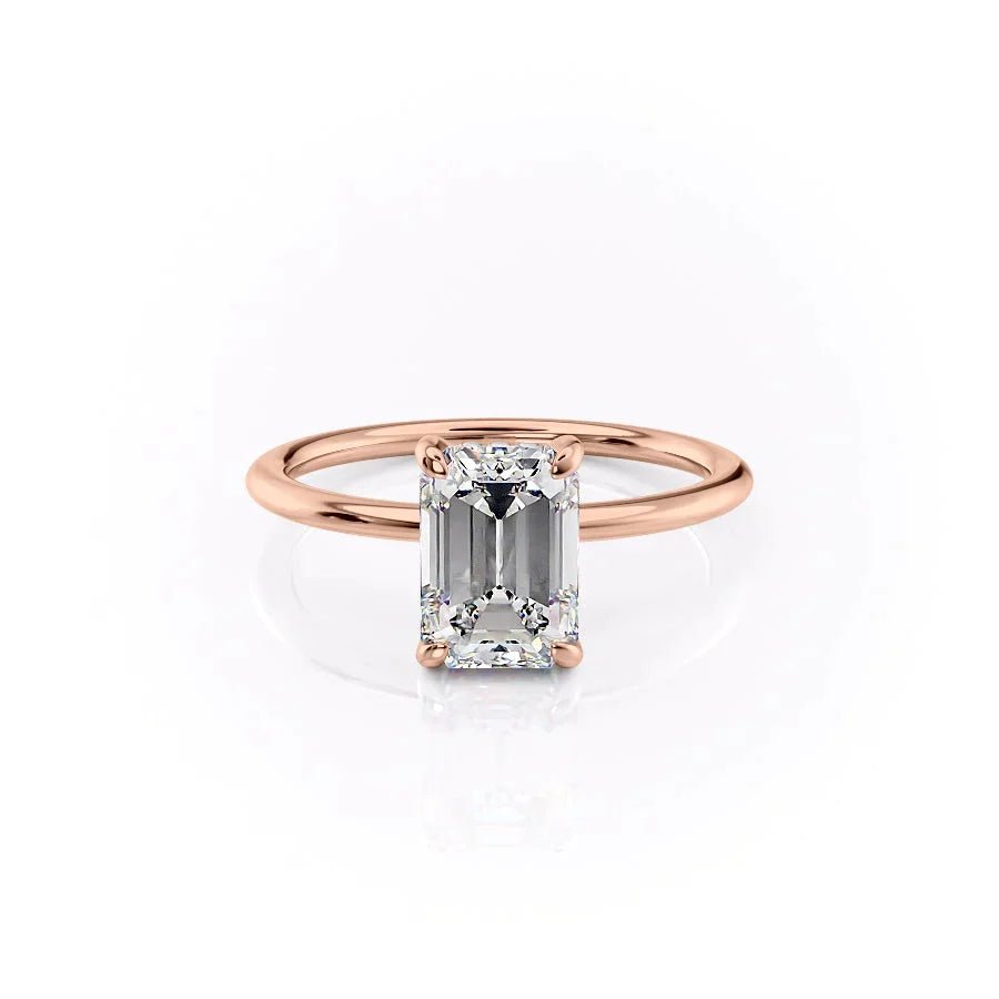 The Kamellie Set With A 1 Carat Emerald 14K Rose Gold Lab Diamond
