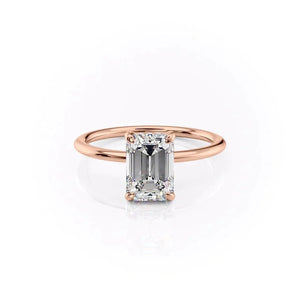 The Kamellie Set With A 1 Carat Emerald 14K Rose Gold Lab Diamond