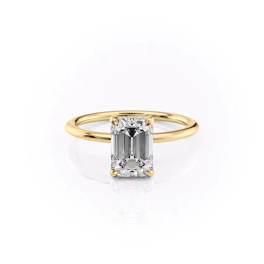 The Kamellie Set With A 1 Carat Emerald 14K Yellow Gold Lab Diamond