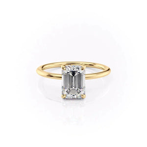 The Kamellie Set With A 1 Carat Emerald 14K Yellow Gold Lab Diamond