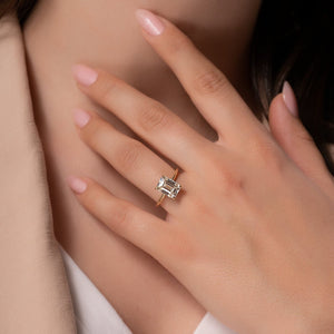 The Kamellie Set With A 1 Carat Emerald 14K Yellow Gold Lab Diamond