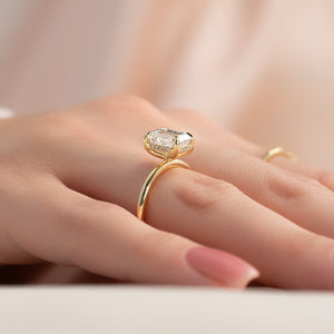 The Kamellie Set With A 1 Carat Emerald 14K Yellow Gold Lab Diamond