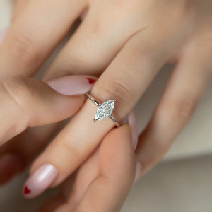 The Kamellie Set With A 3 Carat Marquise 18K White Gold Lab Diamond