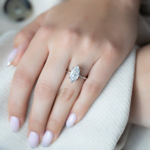 The Kamellie Set  With A 2.5 Carat Marquise 14K White Gold Moissanite